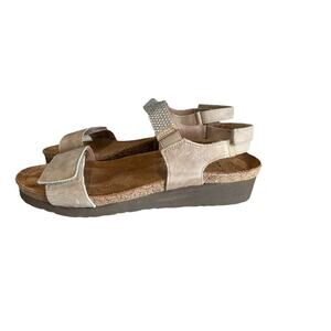 Naot Lisa Silver Threads Leather W/Microcrystals Strappy Comfort Sandals Size 11